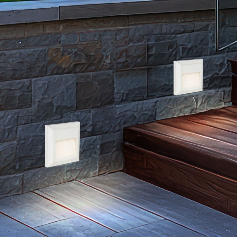 foto del prodotto lampada da parete lampada da esterno lampada per scale lampada da gradino a led bianca per patio, plastica, 2w 60lm bianco caldo, lxa 12,4x12,4 cm,