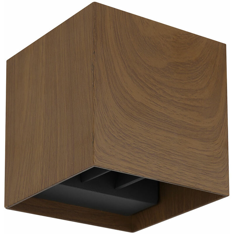 foto del prodotto lampada da parete lampada da esterno marrone faretto da parete casa moderna applique da parete faretto up down led effetto legno, alluminio, 2x led