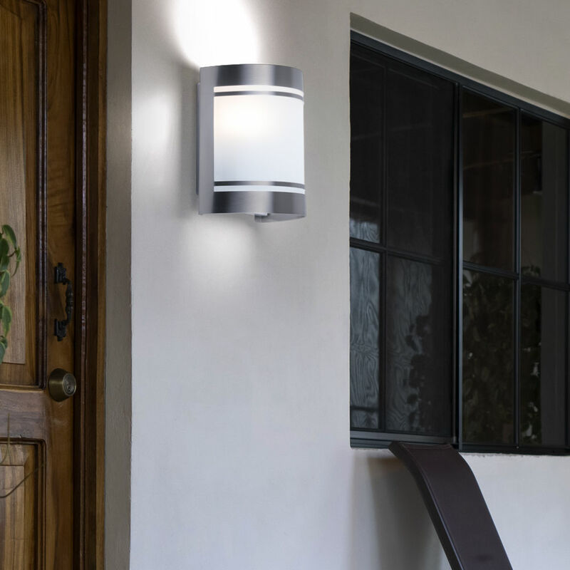 foto del prodotto lampada da parete lampada da facciata lampada da parete per esterni lampada da giardino a led in acciaio inossidabile argento, vetro satinato, 3,7 w