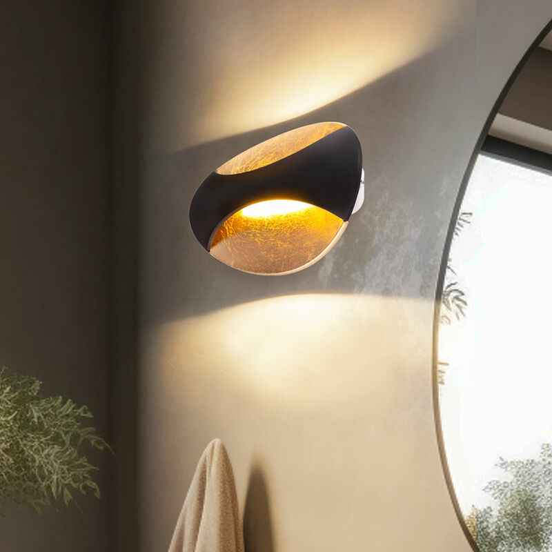 foto del prodotto lampada da parete lampada da parete a led oro nero lampada da corridoio lampada da scala lampada da soggiorno, 6w 230lm bianco caldo, lxh 21x15 cm