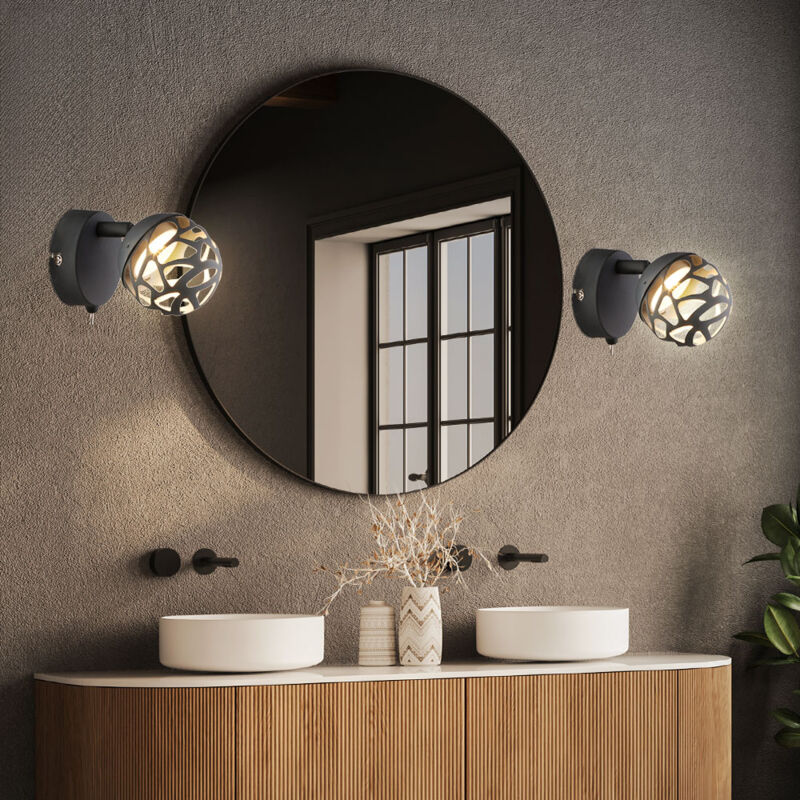 foto del prodotto lampada da parete lampada da parete faretto da lettura a led con spot mobile, metallo grigio, 1x led 4w 220 lm bianco caldo, axlxa 12x8x14 cm, set di