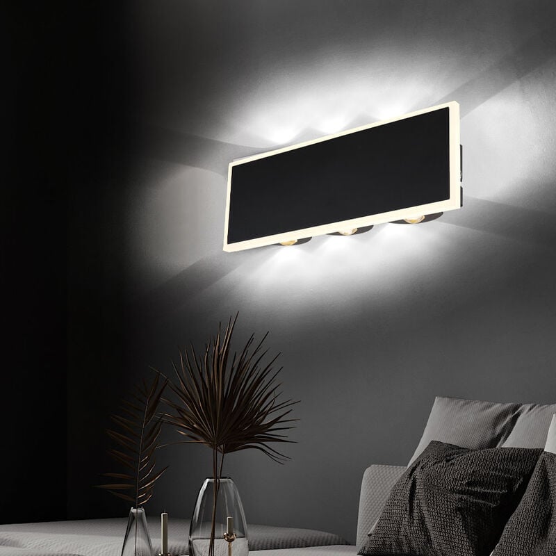 foto del prodotto lampada da parete lampada da parete lampada da corridoio lampada da soggiorno camera da letto, metallo nero opale chiaro, 1x led 12w 850lm 3000k,
