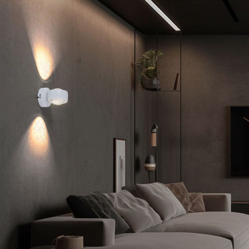 foto del prodotto lampada da parete lampada da parete lampada da corridoio luce per scale lampada da soggiorno, 2 lampadine su e giù, metallo bianco vetro trasparente,