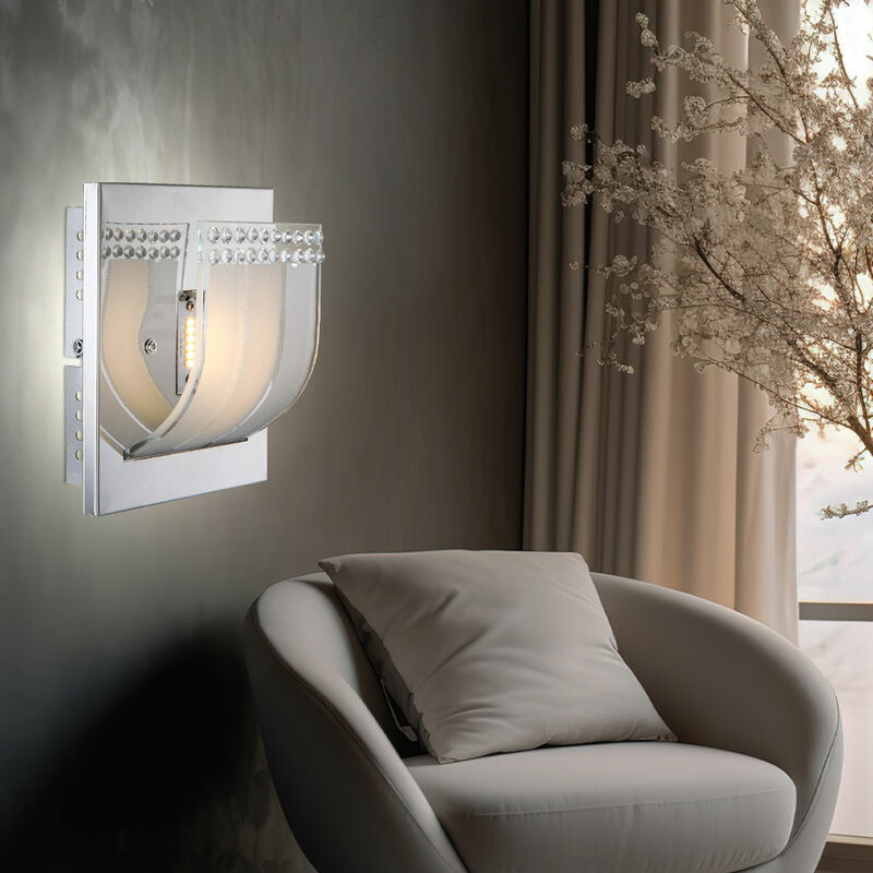 foto del prodotto lampada da parete lampada da parete luce notturna lampada da camera lampada di cristallo lampada di cristallo, vetro satinato cristallino, 1x led 3w