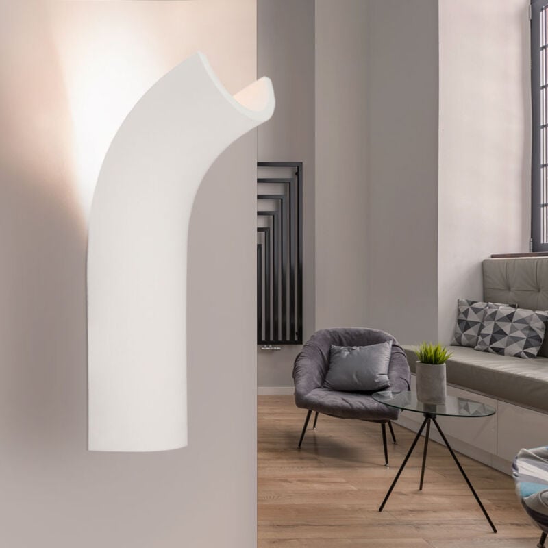 foto del prodotto lampada da parete lampada da parete luce per interni luce corridoio zona ingresso, cornice in gesso bianco, forma curva, 1x led 4,2 watt 200 lumen