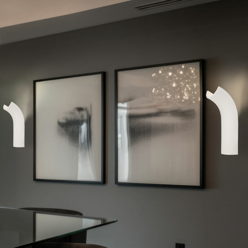 foto del prodotto lampada da parete lampada da parete luce per interni luce corridoio zona ingresso, cornice in gesso bianco, forma curva, 1x led 4,2 watt 200 lumen