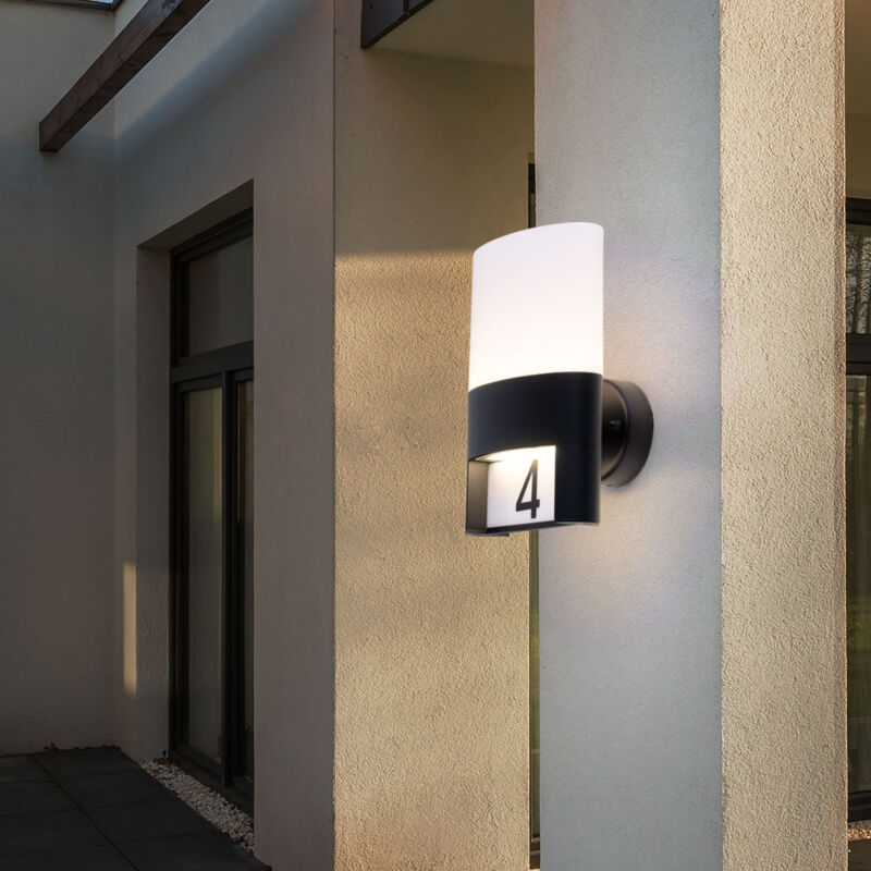 foto del prodotto lampada da parete lampada da parete per esterni numero civico luce per esterni ip54, lampada da parete per casa patio giardino, metallo nero, led