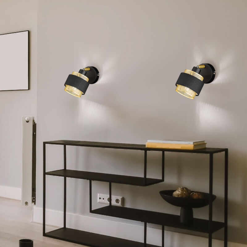 foto del prodotto lampada da parete lampada da soggiorno lampada da corridoio lampada da parete con faretto mobile, metallo legno tessuto, 1x attacco e14, lxlxh