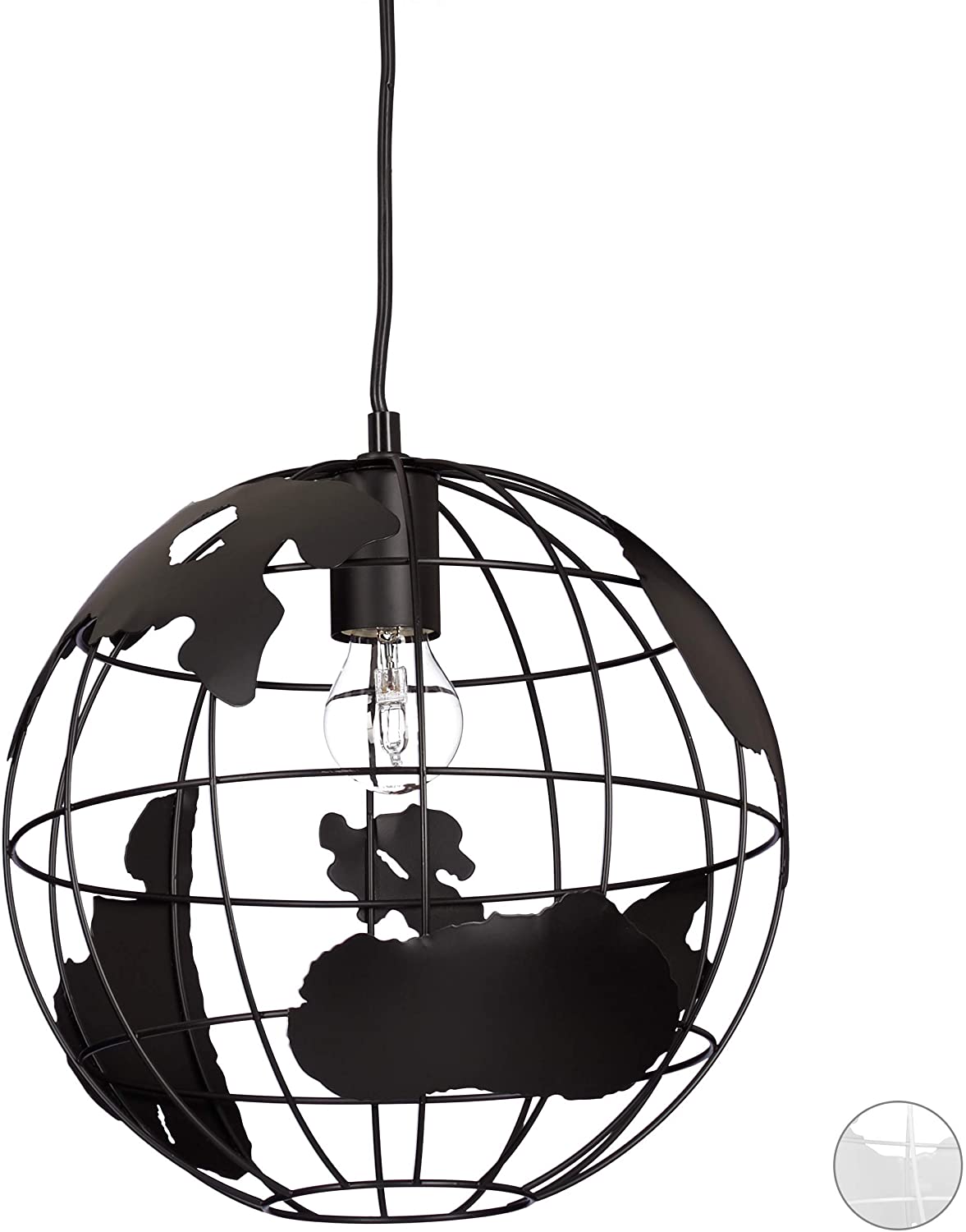 foto del prodotto lampada da parete lampada da terra decorazione di design con sospensione paralume sferico globo nero 13 0001352