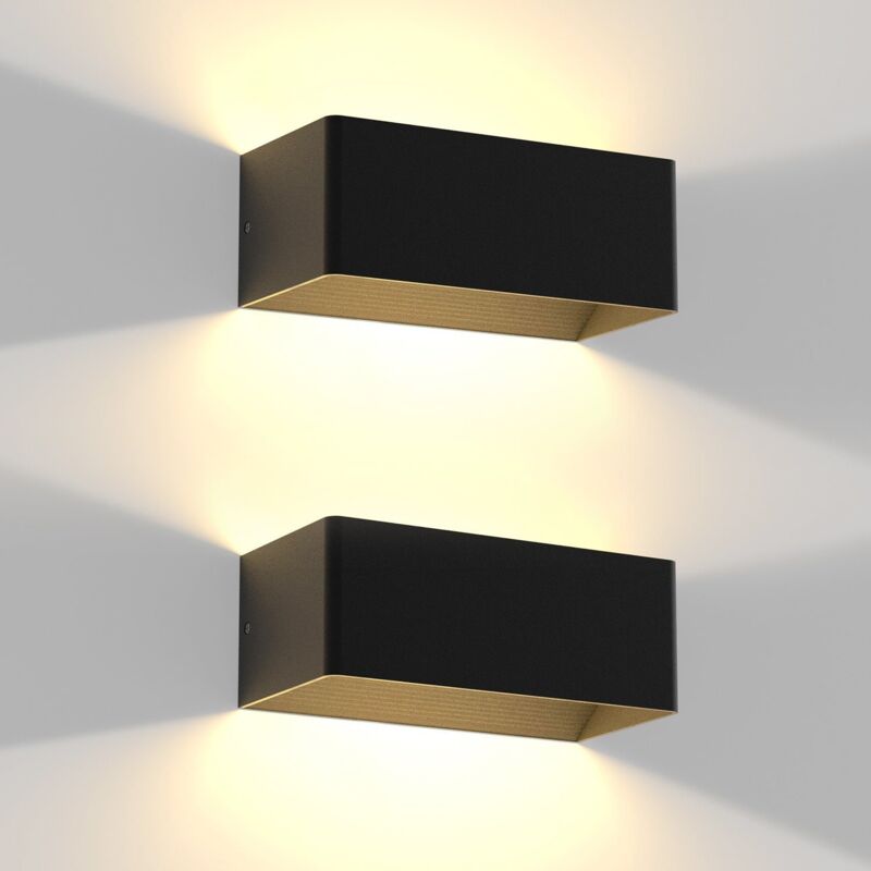 foto del prodotto lampada da parete led 2er per interni, illuminazione da parete nera 5w, faretto da parete up down, lampada da parete per scale, fascio orientabile