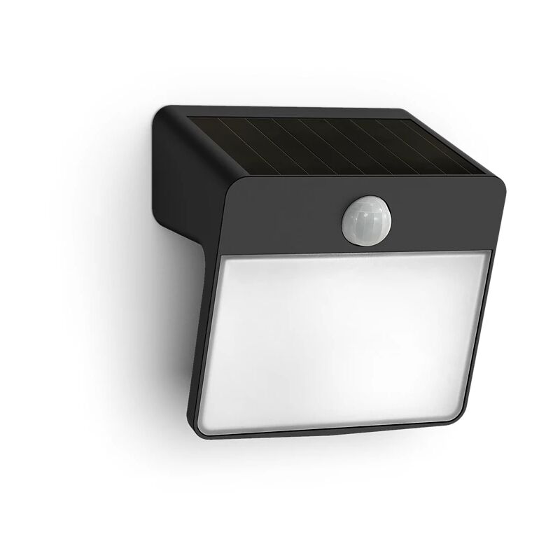 foto del prodotto lampada da parete led a energia solare con sensore philips yarixa 2.2w 2700k nero 26544800
