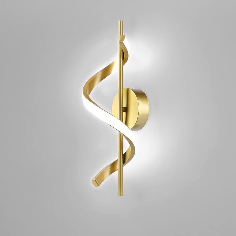 foto del prodotto lampada da parete led applique da parete spirale creativa lampada a muro oro luce bianco fredda