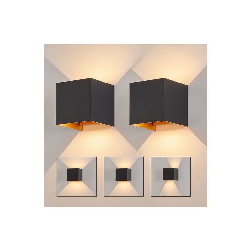 foto del prodotto lampada da parete led da interno da esterno nero up down illuminazione da esterno 5w ip65 bianco caldo lampada da esterno angolo di parete faretto