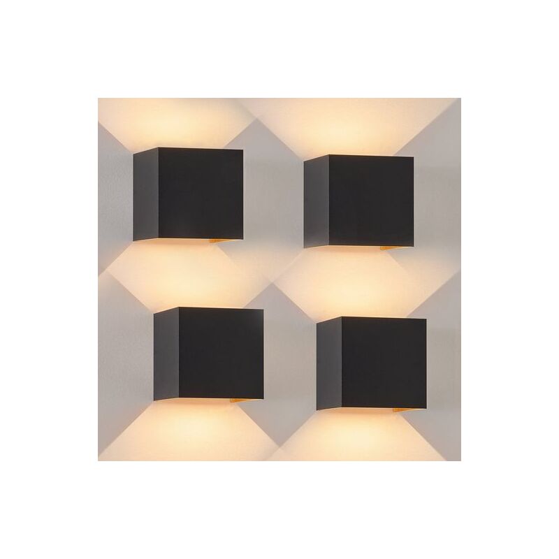 foto del prodotto lampada da parete led da interno da esterno nero up down illuminazione da esterno 5w ip65 bianco caldo lampada da esterno angolo di parete faretto