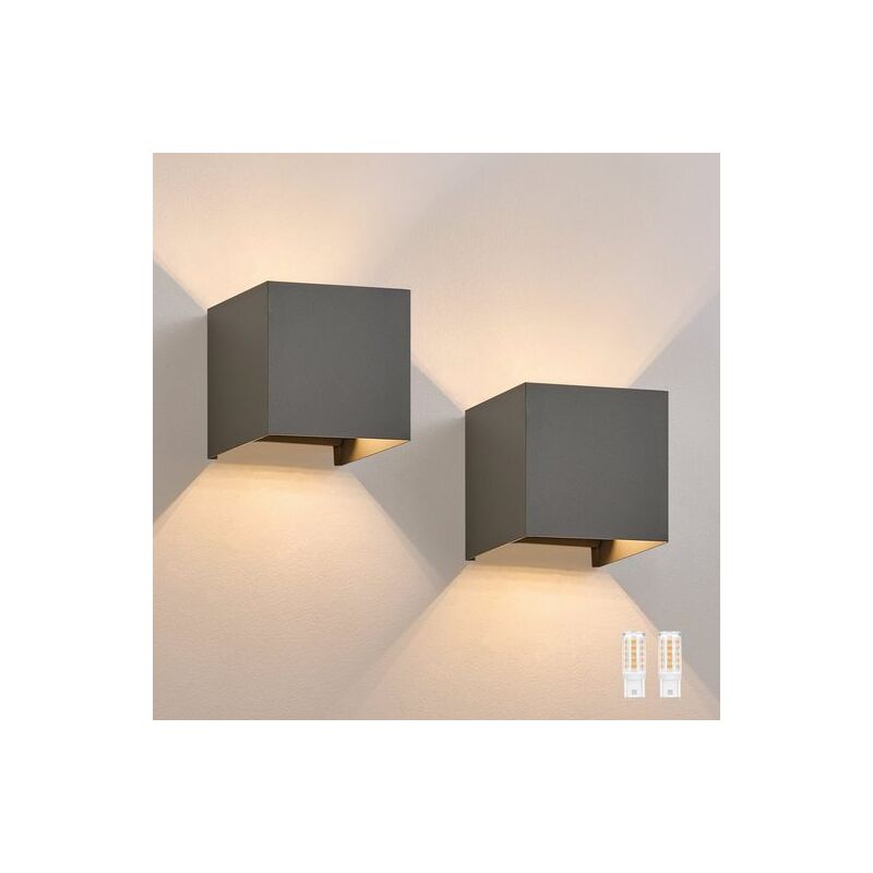 foto del prodotto lampada da parete led da interno esterno confezione da 2 lampade da parete bianco caldo ip65 antracite da esterno g9 lampada , casa camera da letto