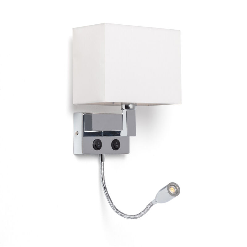 foto del prodotto lampada da parete led da lettura in metallo con flexo waldorf argento