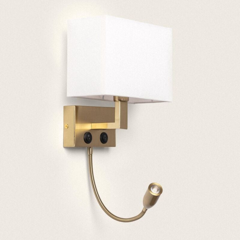 foto del prodotto lampada da parete led da lettura in metallo con flexo waldorf ottone