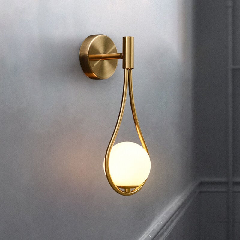 foto del prodotto lampada da parete led industriale moderna applique da parete regolabile paralume a sfera in vetro rotondo e27 applique in metallo soggiorno corridoio