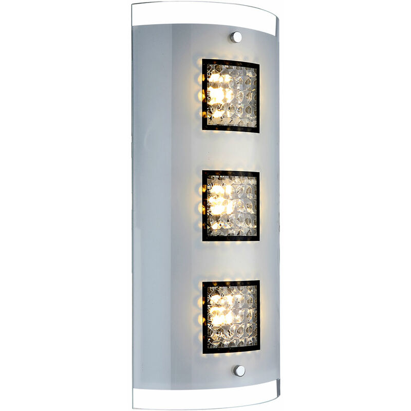 foto del prodotto lampada da parete led lampada da soggiorno cristalli lampada da corridoio lampada da parete cromo, 3x 5w 3x 251lm bianco caldo, lxh 18x40 cm,globo 48242-3