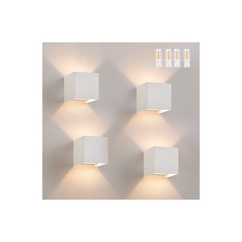 foto del prodotto lampada da parete led per interni esterni set di 4 luci da parete per esterni ip65 bianco caldo g9 luce domestica bianca camera da letto corridoio