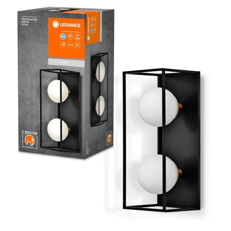 foto del prodotto lampada da parete ledvance decor square 2xg9 max 28w nero - lum756922