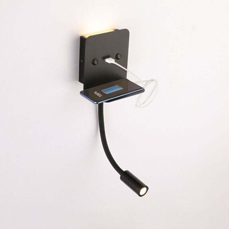 foto del prodotto lampada da parete luce di lettura a led 3w con porta usb nero