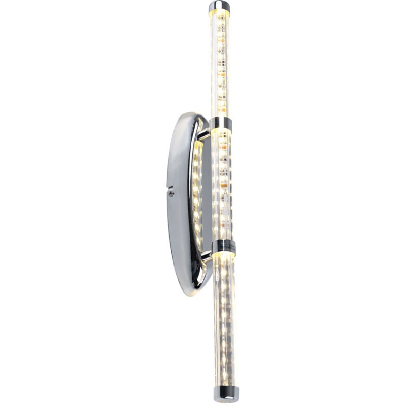 foto del prodotto lampada da parete, luce per specchio, lampada da camera da letto, soggiorno, forma grezza, cromo trasparente, 1x led 10w 700lm 3200k, hxl 50x7 cm