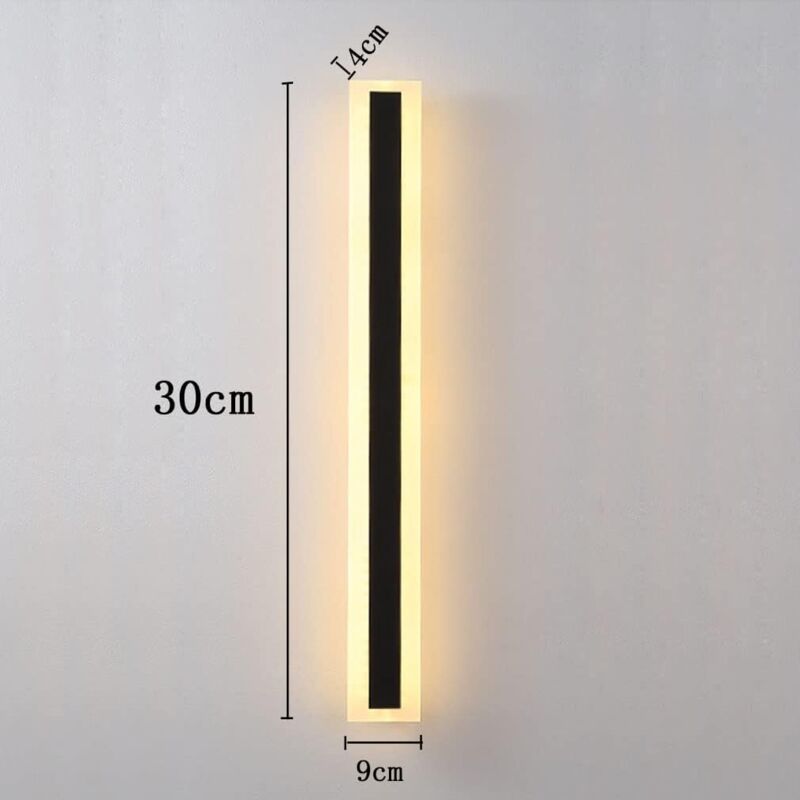 foto del prodotto lampada da parete lunga a led, lampada da parete per villa, lampada da parete per portico, luci da parete per interni, striscia luminosa lunga nera,