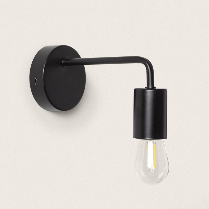foto del prodotto lampada da parete metallo jayso con batteria usb ricaricabile nero