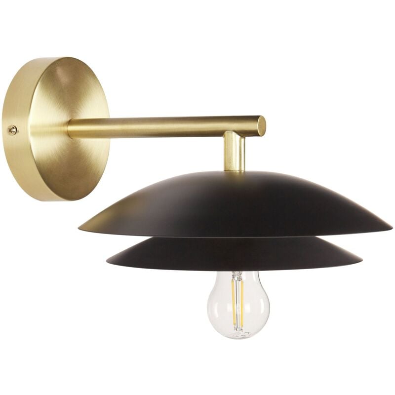 foto del prodotto lampada da parete moderna con base in metallo nero e paralume a cono lasolo