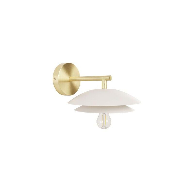 foto del prodotto lampada da parete moderna con base in metallo oro bianco e paralume a cono lasolo