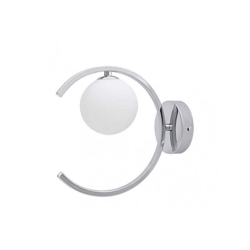 foto del prodotto lampada da parete moderna conil in cromo con paralume in vetro fabrilampfabrilamp