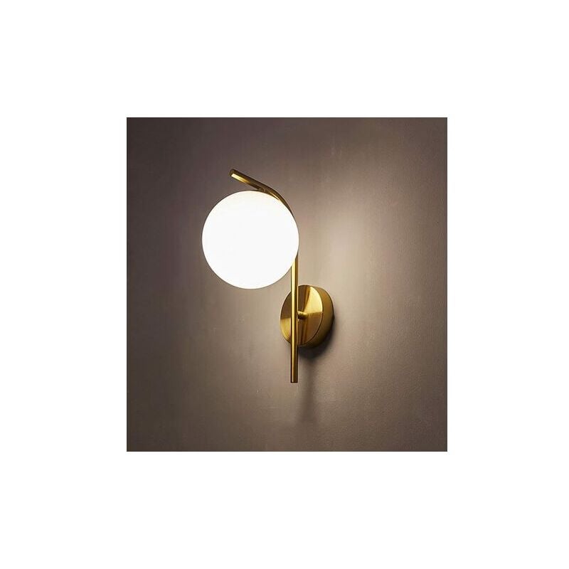foto del prodotto lampada da parete moderna creativit con paralume a sfera in vetro, applique da parete con finitura oro e27 apparecchio di illuminazione supporto da
