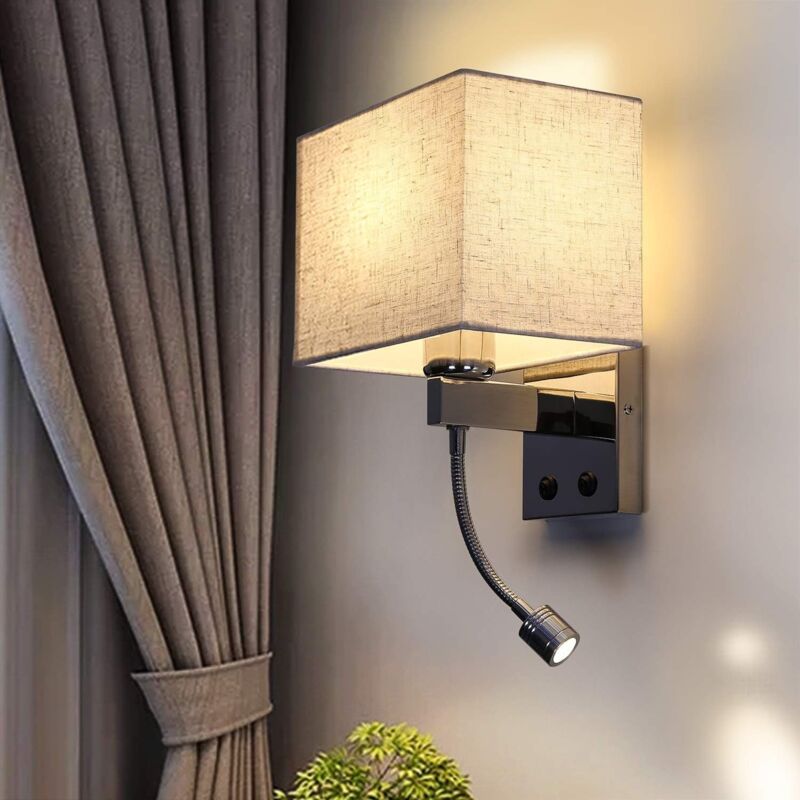 foto del prodotto lampada da parete moderna da comodino e27 1,5w lampada da lettura, lampada da parete interna con led flessibile lampada da lettura, illuminazione
