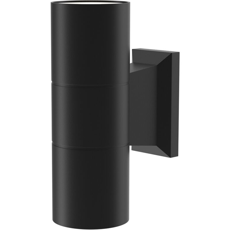 foto del prodotto lampada da parete moderna da esterno alluminio nero 2 luci gu10 50w ip54
