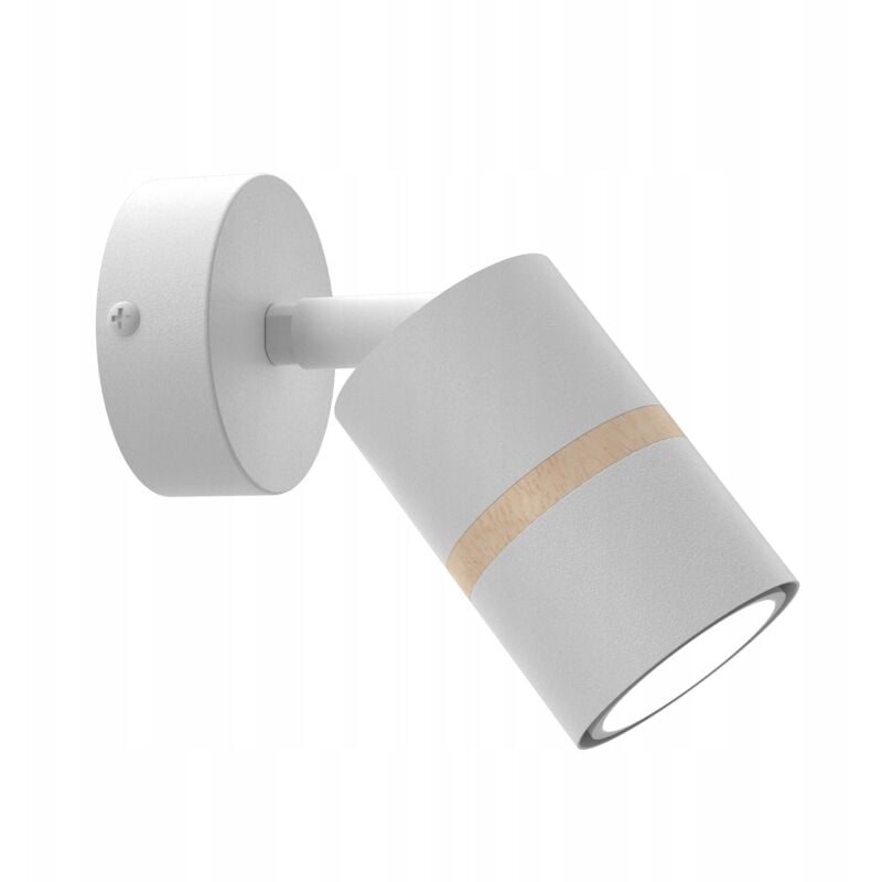 foto del prodotto lampada da parete moderna orientabile a led gu10, tubo bianco con legno