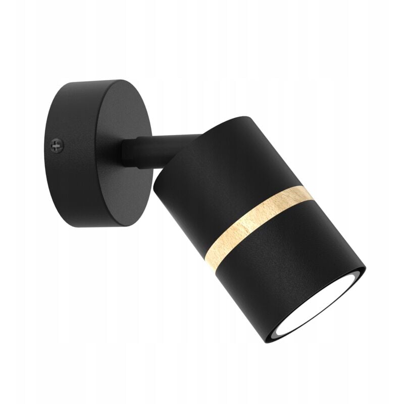 foto del prodotto lampada da parete moderna orientabile a led gu10, tubo nero con legno