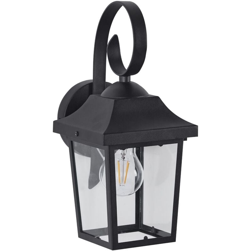 foto del prodotto lampada da parete moderna per esterni lampada a stelo in metallo ferro vetro nero opaco tangon