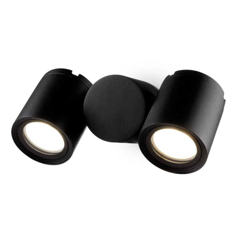 foto del prodotto lampada da parete moderna per esterno alluminio nero 2 luci gu10 50w ip54