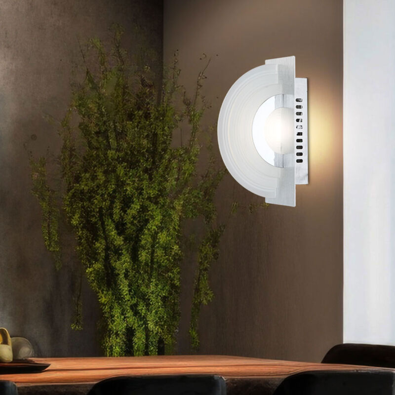 foto del prodotto lampada da parete moderna per scale cromata lampada da parete in vetro, alluminio, 1x led 5w 380lm bianco caldo, lxl 20x7 cm