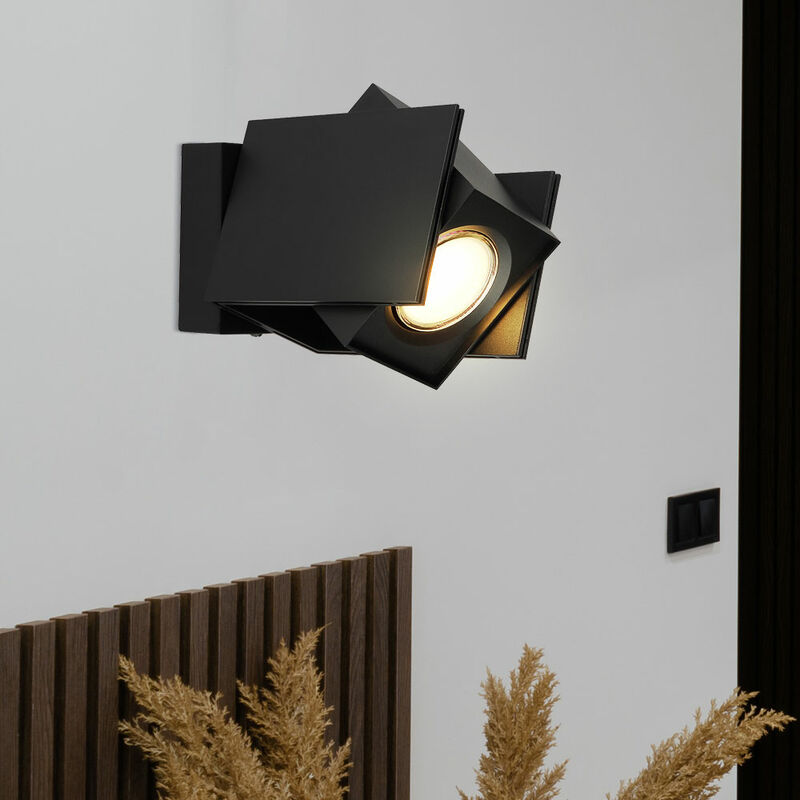 foto del prodotto lampada da parete nera, lampada da corridoio, lampada da soggiorno, lampada da parete, lampada da camera con spot mobile, metallo alluminio, 1x gu10,