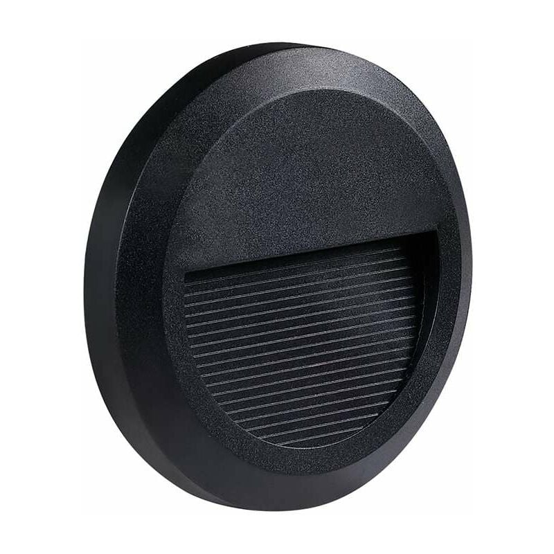 foto del prodotto lampada da parete nera rotonda impermeabile da esterno a led da incasso 2w bianco naturale 4200k