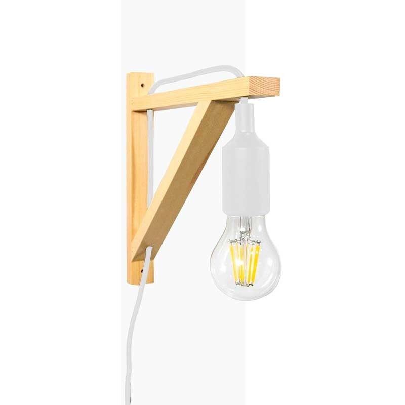 foto del prodotto lampada da parete nordica yojo montatura in legno e lampada a