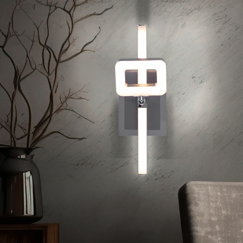 foto del prodotto lampada da parete orientabile lampada da parete con interruttore illuminazione scale a led, cromo nichel opaco, 1x led 6w 540lm bianco caldo, lxpxh