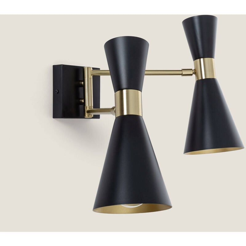 foto del prodotto lampada da parete orientabile metallo 2 faretti jigger nero