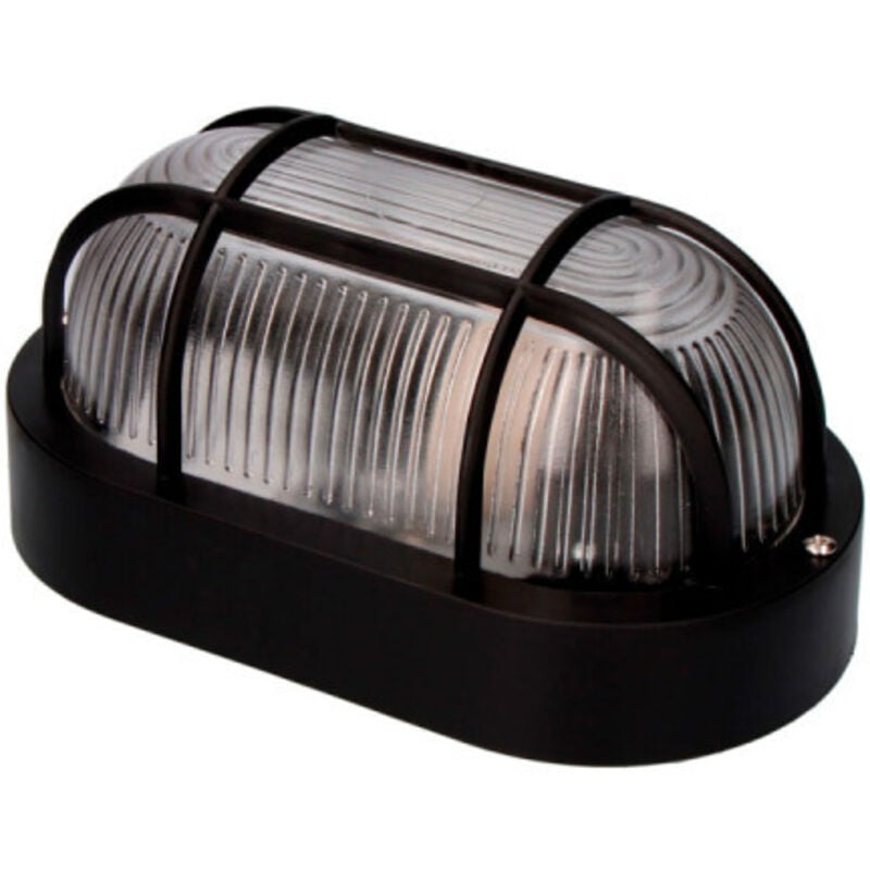 foto del prodotto lampada da parete ovale ip54 colore nero 1xe27 40w 11,4x20,2x10cm modello tarragona edm