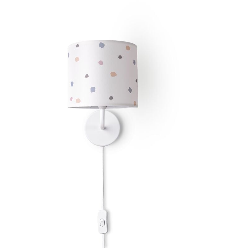 foto del prodotto lampada da parete paralume stoffa da tavolo da comodino e14 vintage r tro tondo lampada da parete bianca, design 3 18 cm paco home