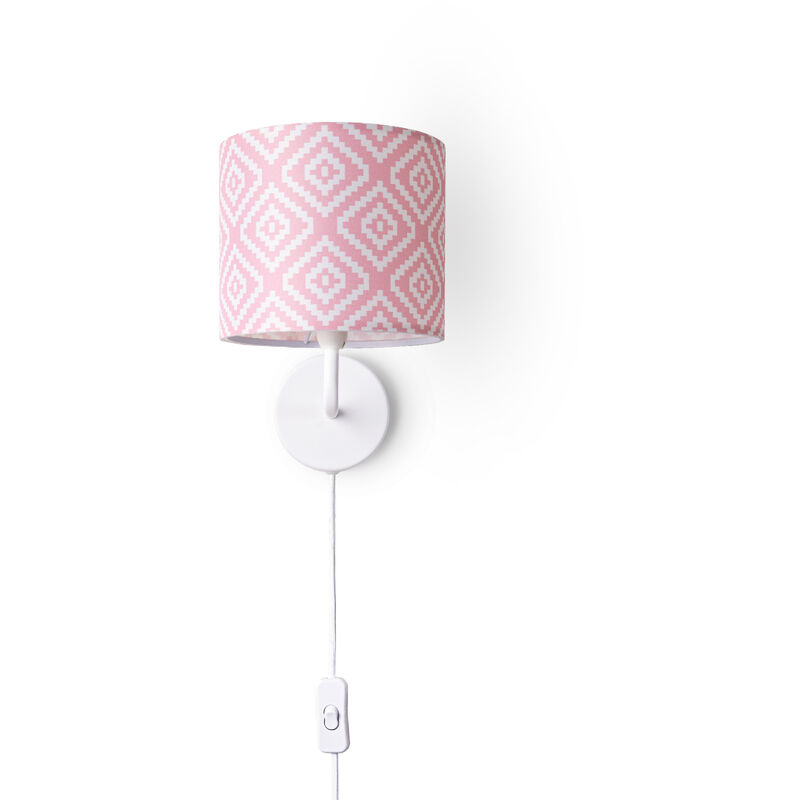 foto del prodotto lampada da parete paralume stoffa da tavolo da comodino e14 vintage r tro tondo lampada da parete bianca, design 8 18 cm paco home