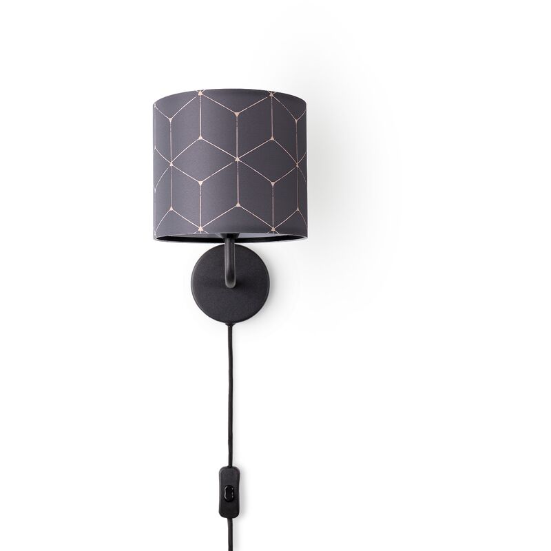 foto del prodotto lampada da parete paralume stoffa da tavolo da comodino e14 vintage r tro tondo lampada da parete nero, design 1 18 cm paco home