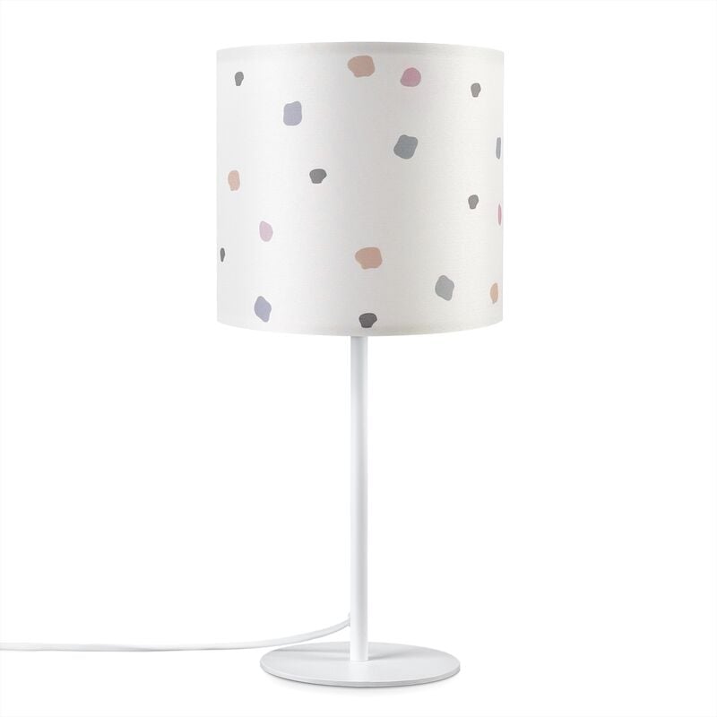 foto del prodotto lampada da parete paralume stoffa da tavolo da comodino e14 vintage r tro tondo lampada da tavolo bianca, design 3 18 cm paco home